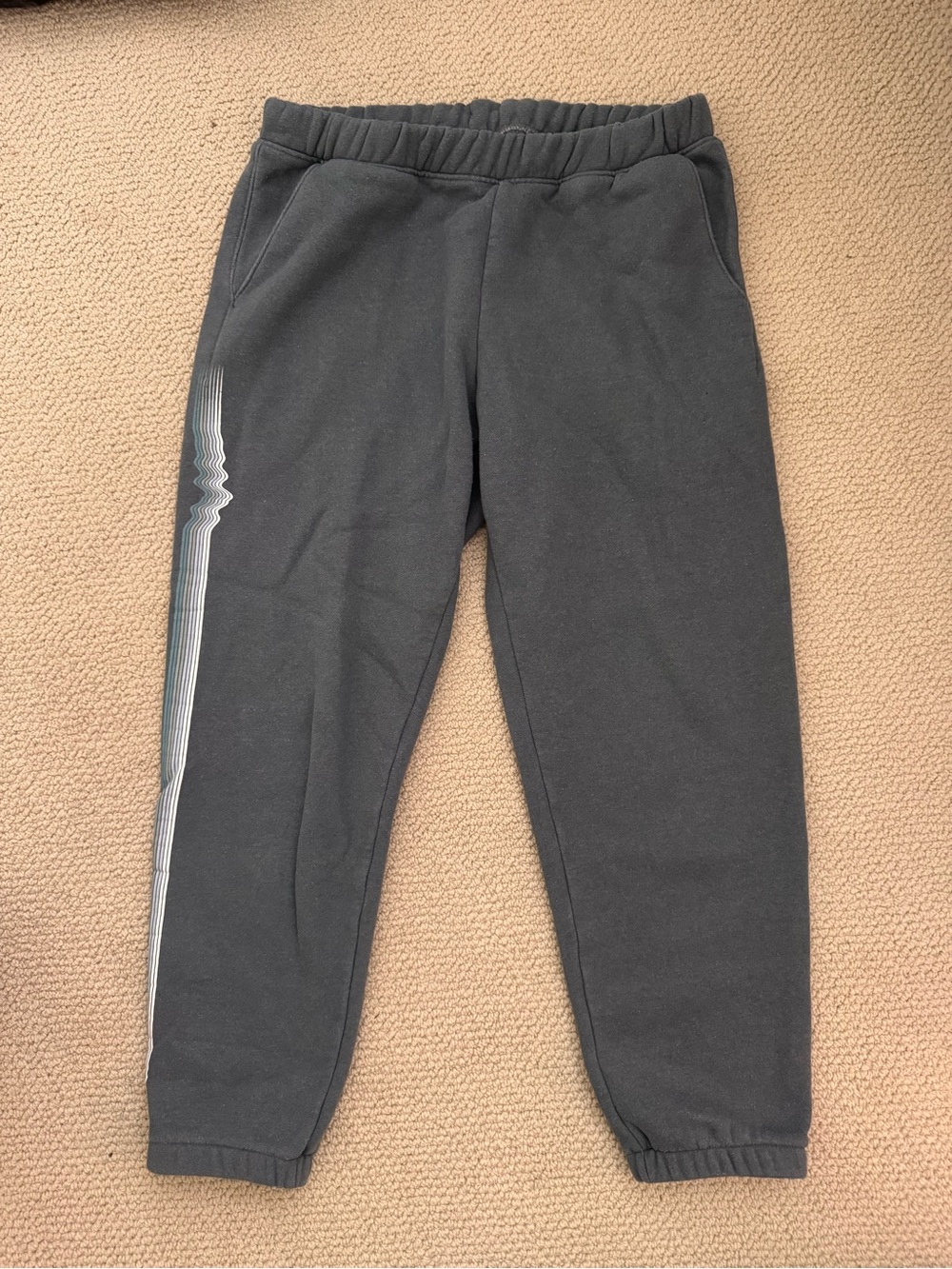 Patagonia gray Jogger Sweatpants with White mountain Side Stripe